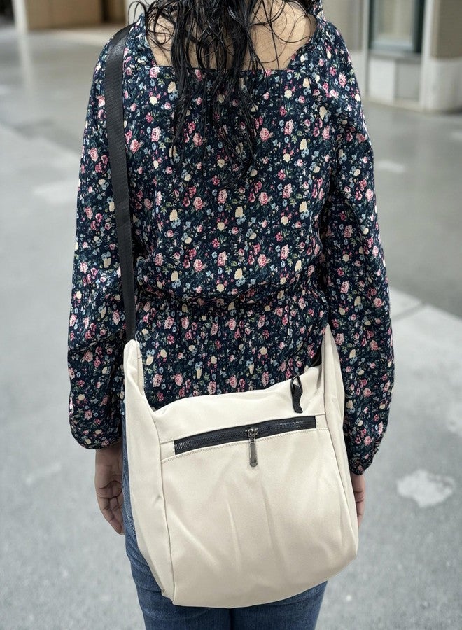 GLOSSY Casual Crossbody Sling Bag, Large Capacity, Multiple Compartments (Cream) - Image 3